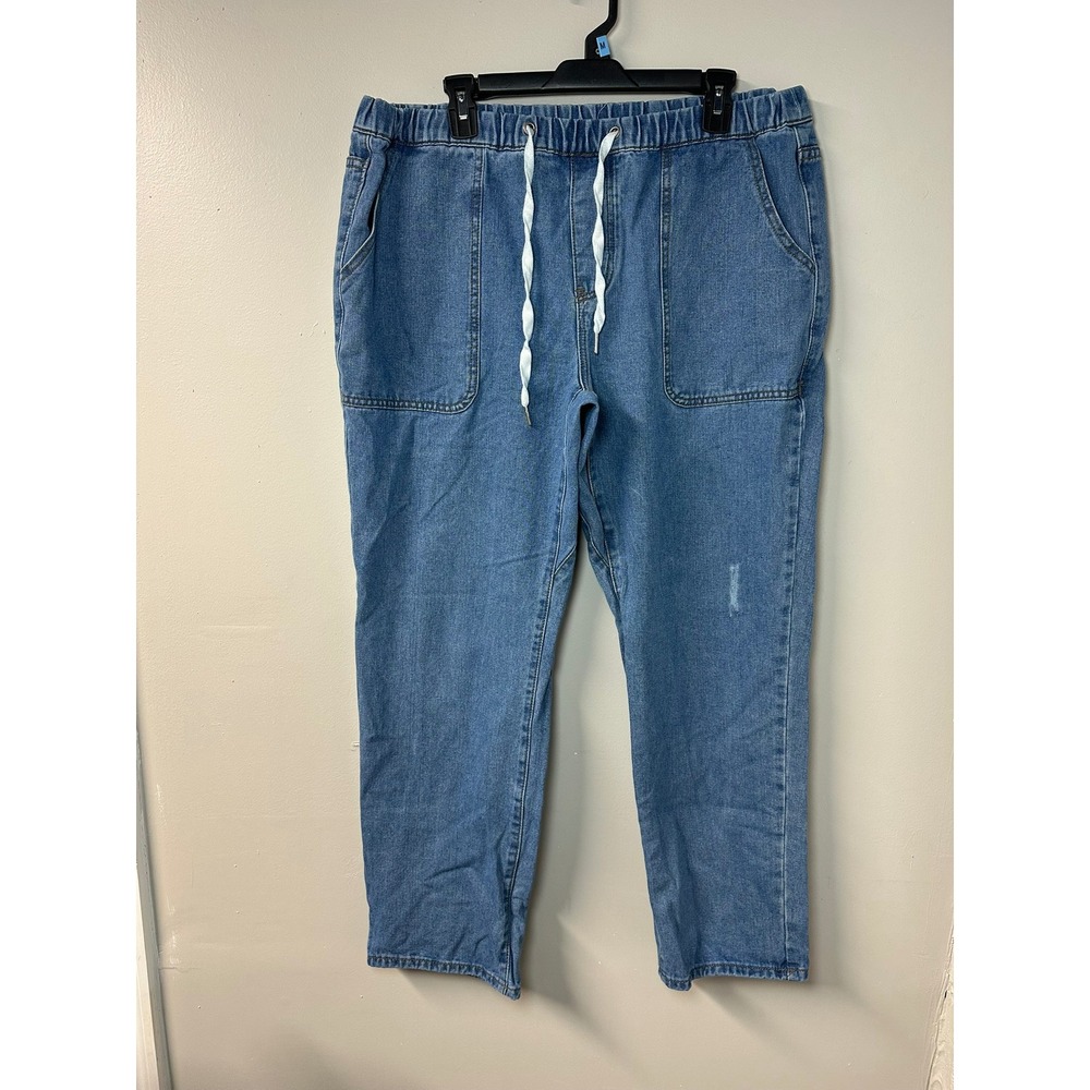 Umgee | Distressed Paperbag Pull On Drawstring Relaxed Fit | Size 1XL